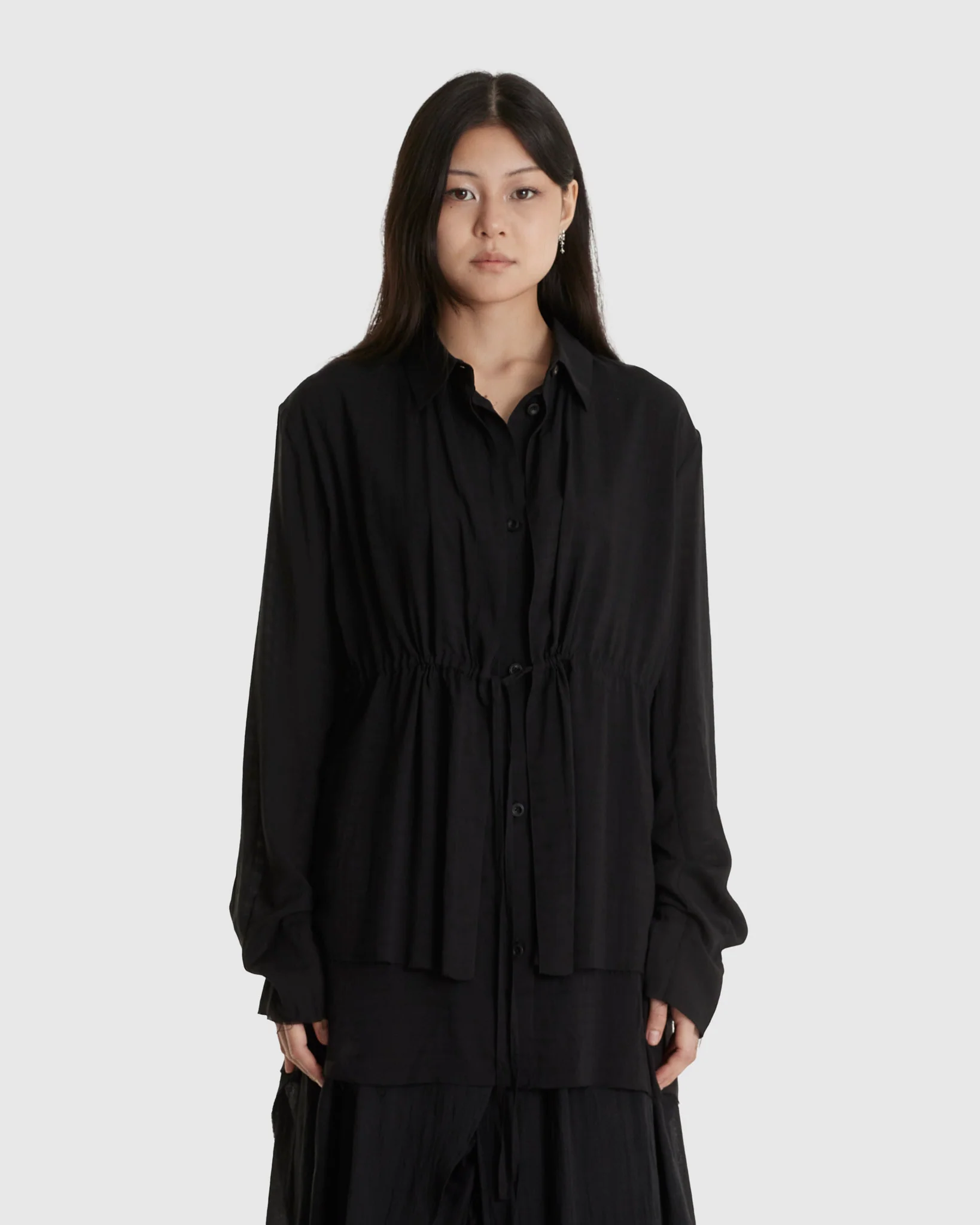 Drawstring Layer Shirt