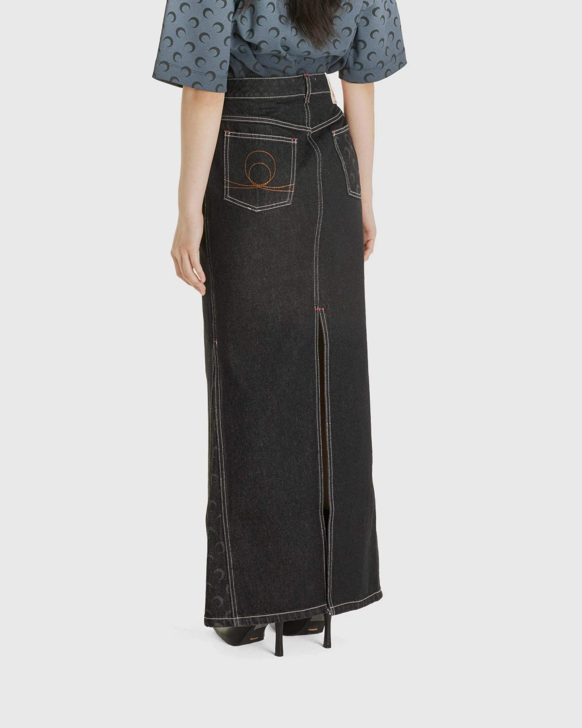 Moon Laser Denim Long Skirt - Image 3