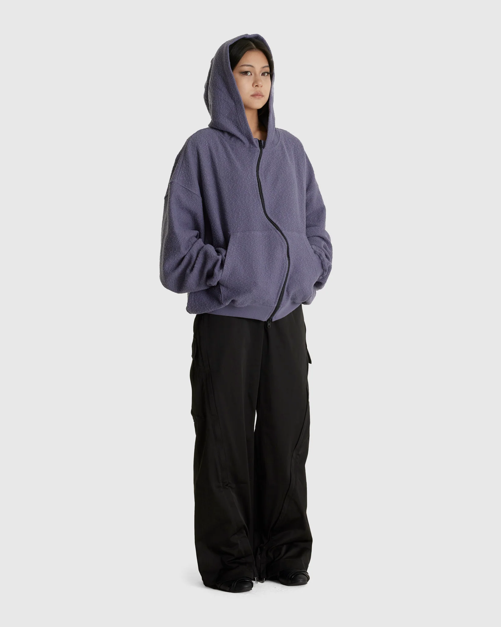 RH Curved Zip Up Hoodie Ghost Lilac (W) - Image 2