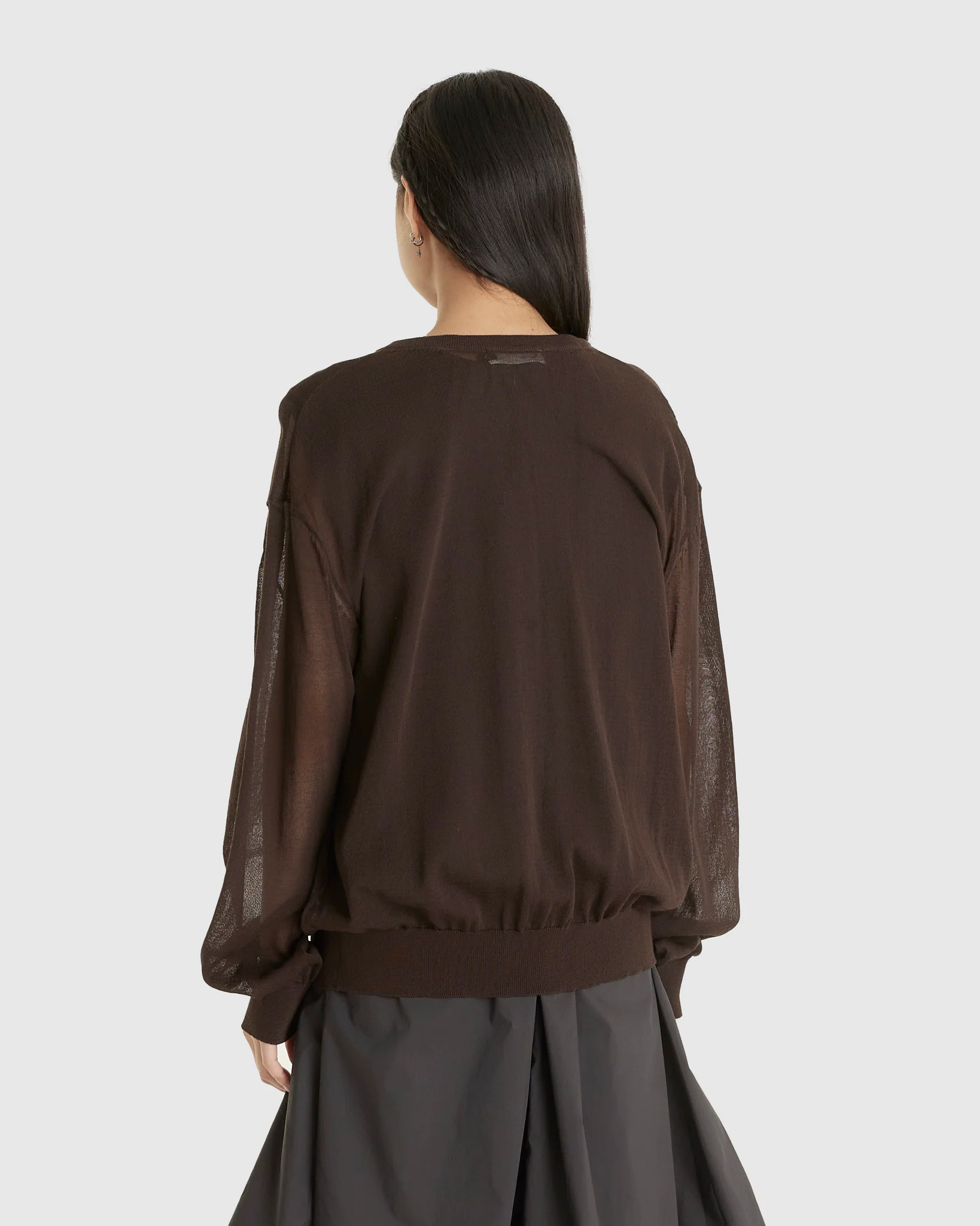 Sheer Round Cardigan Dark Brown - Image 3